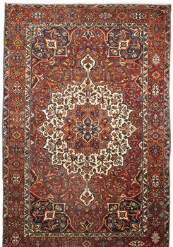 Vintage Red Floral Rug Extra-Large Handmade
