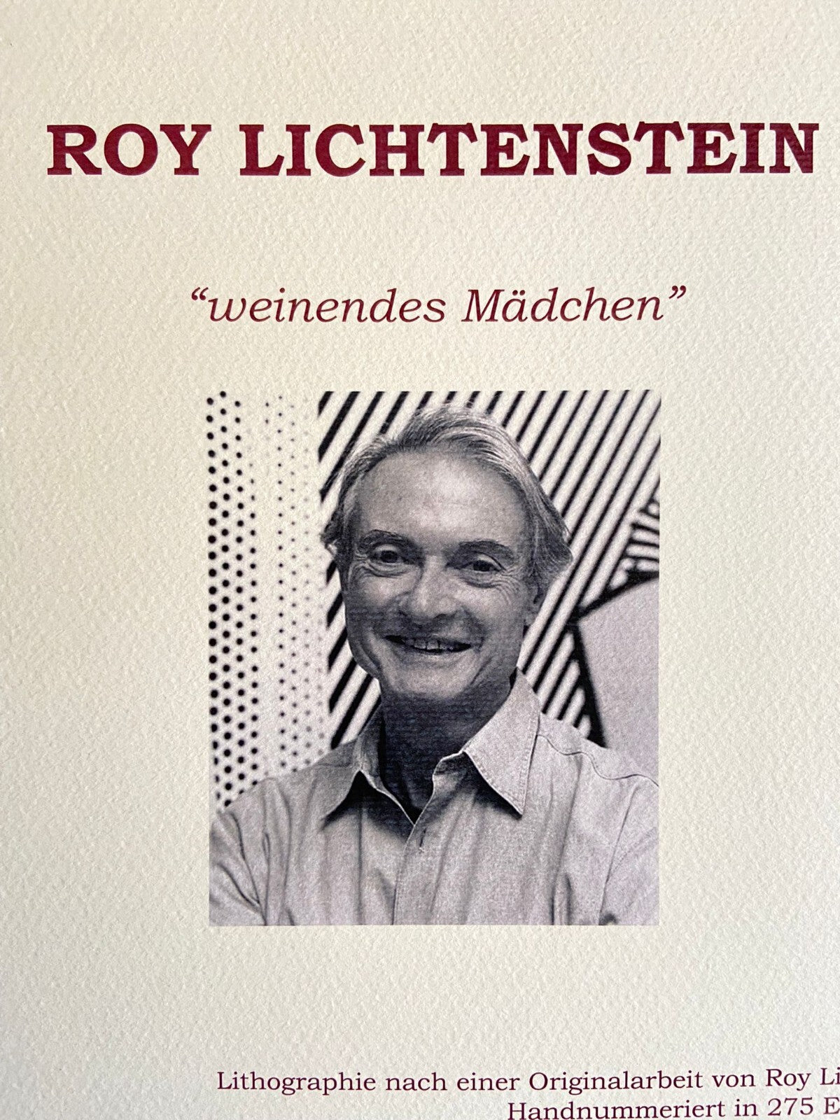 Roy Lichtenstein Lithograph Coa E Numerata A Mano Firmata Certificata