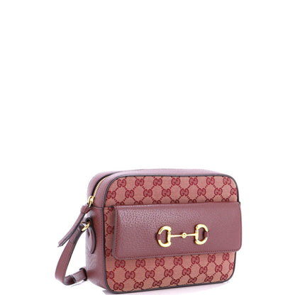Gucci Horsebit 1955 Flap Pocket Camera Bag Gg Canvas And Leather Small