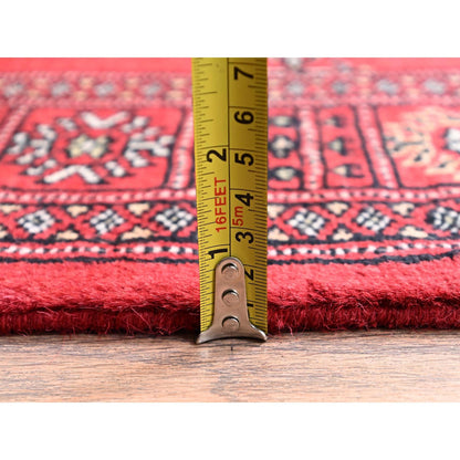 2'6"X9'10" Red Hand Knotted Rug Princess Bokara Tribal Medallions Wool