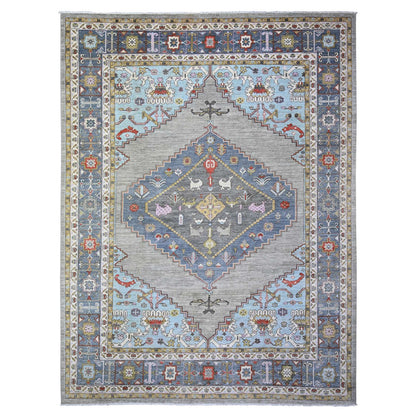 8'8"X11'7" Echo Gray Pure Wool Hand Knotted Finer Peshawar Rug