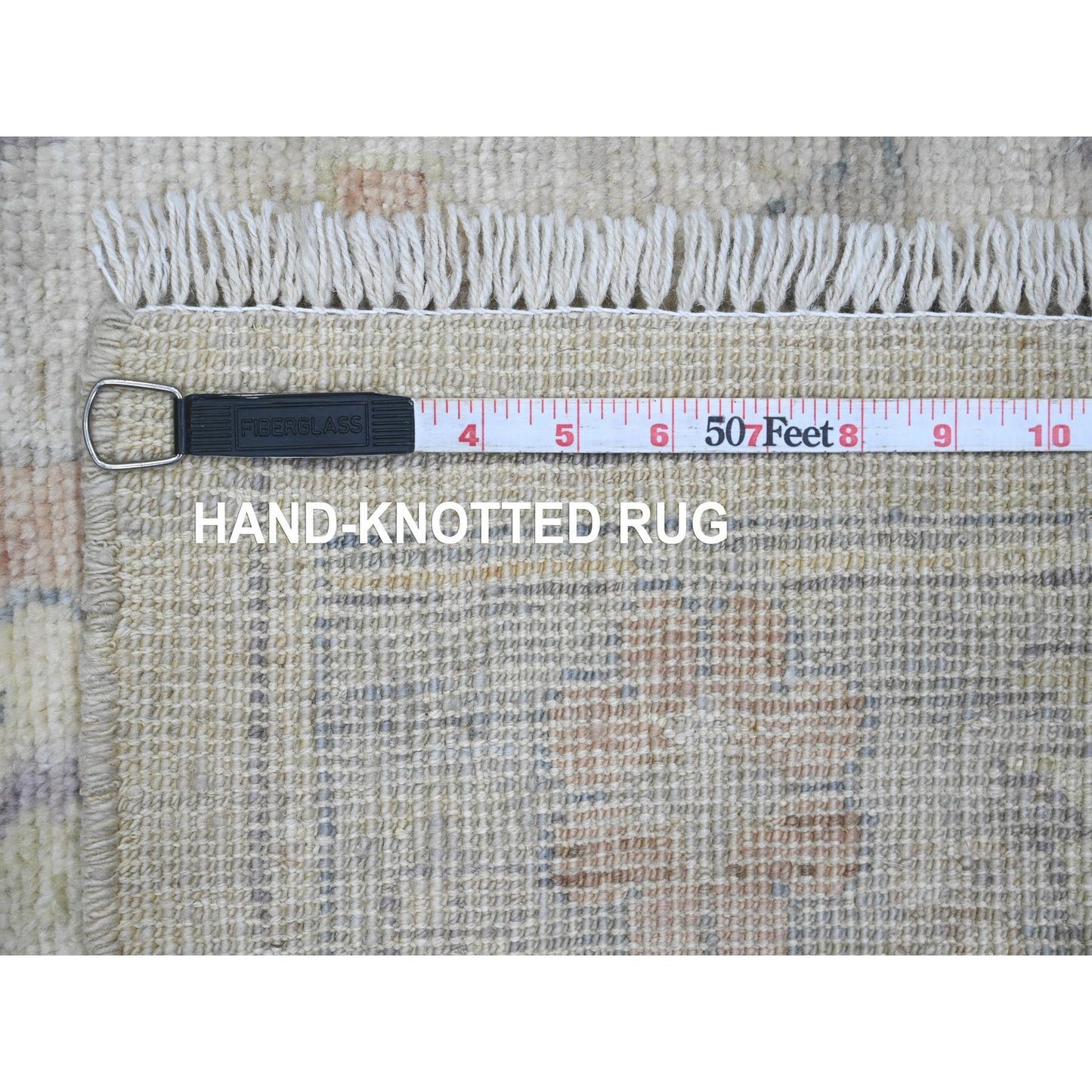 2'8"X5'7" Gray Angora Oushak Leaf Design All Wool Hand Knotted Runner Rug