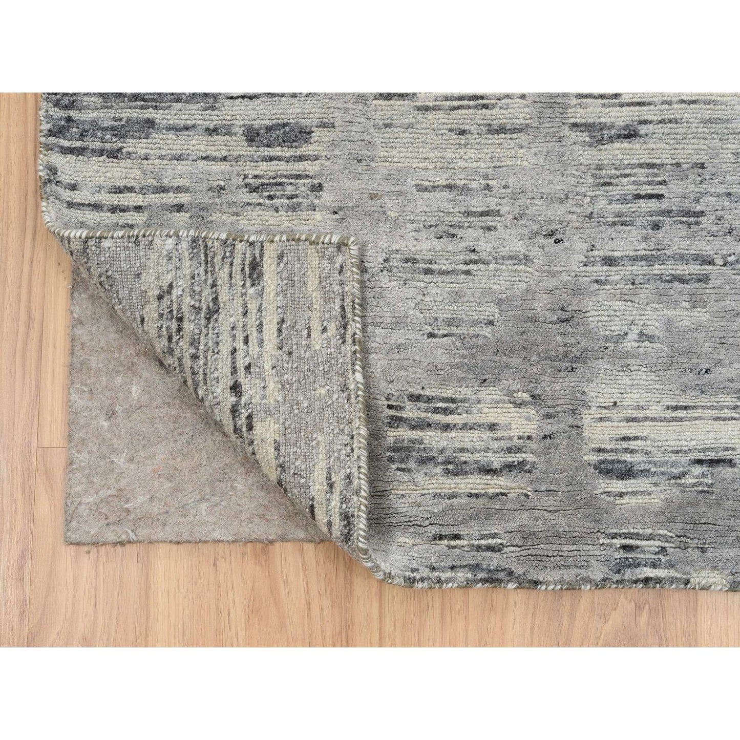 2'6"X22' Gray Hand Knotted Modern Design Wool Xl Runner Rug
