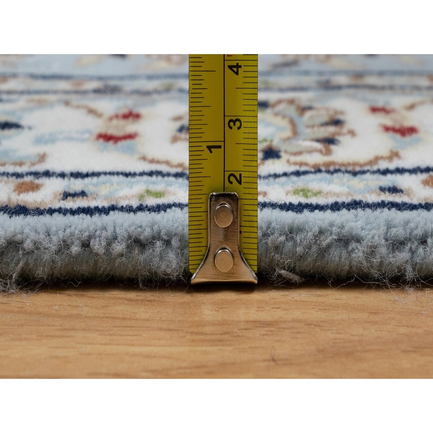 2'8"X10'1" Beau Blue 250 Kpsi Wool And Silk Hand Knotted Nain Runner Rug