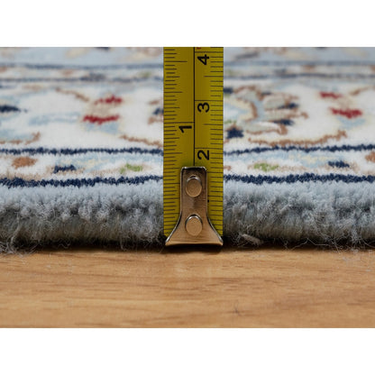 2'8"X10'1" Beau Blue 250 Kpsi Wool And Silk Hand Knotted Nain Runner Rug