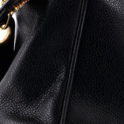 Small Chanel Vintage Logo Chain Tote Caviar