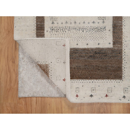 2'7"X6' Ivory Modern Design Soft Wool Hand Knotted Lori Buft Runner Rug