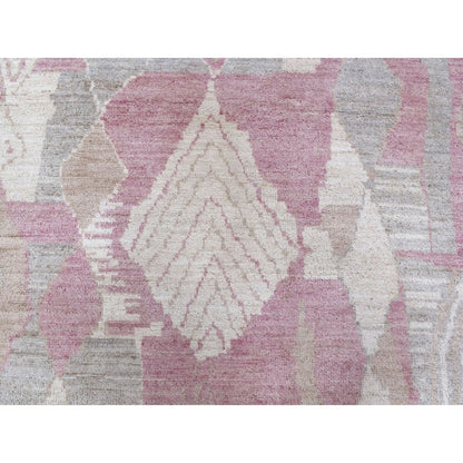 8'10"X11'9" Pink Moroccan Berber Arts And Crafts Hand Knotted Wool Rug