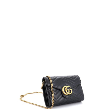 Gucci Gg Marmont Chain Wallet Matelasse Leather Mini