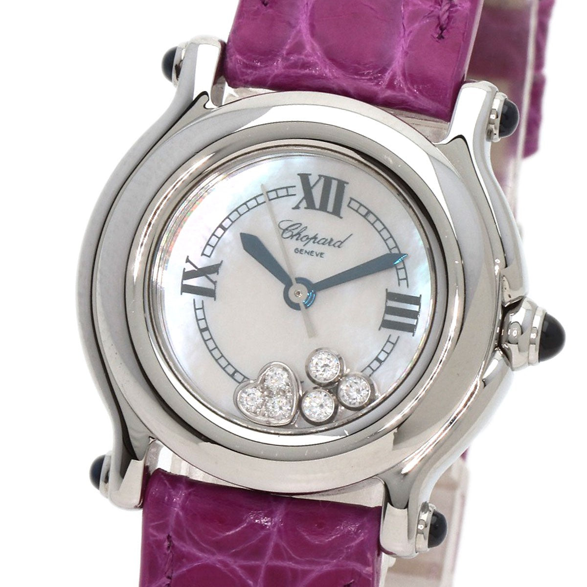 Chopard Happy Sports Diamond Watches 27/8245-23 Stainless Steel/Leather