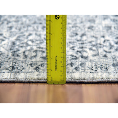 6'X6' White Mamluk Dynasty Design Undyed Wool Hand Knotted Square Rug