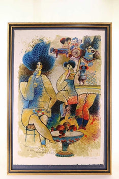 Theo Tobiasse Child Clown Original Large Lithograph Signed Modern Cubism Artwork