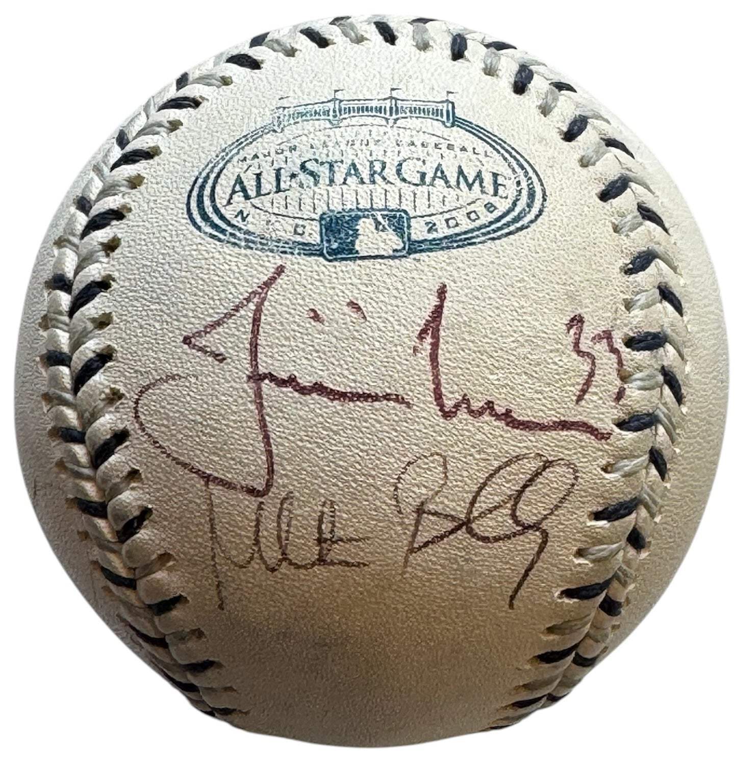 Derek Jeter Justin Morneau Milton Bradley Autographed 2008 All Star Baseball (Js