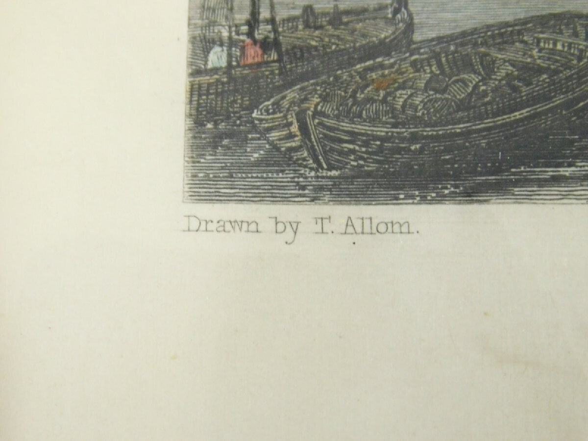 Thomas Allom "Quay Of Louis Xviii, Bordeaux" Hand-Colored Copper Plate Engraving