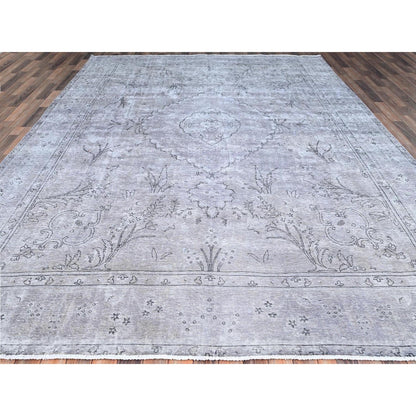 9'6"X12'4" Silver Hand Knotted Silver Wash Rug