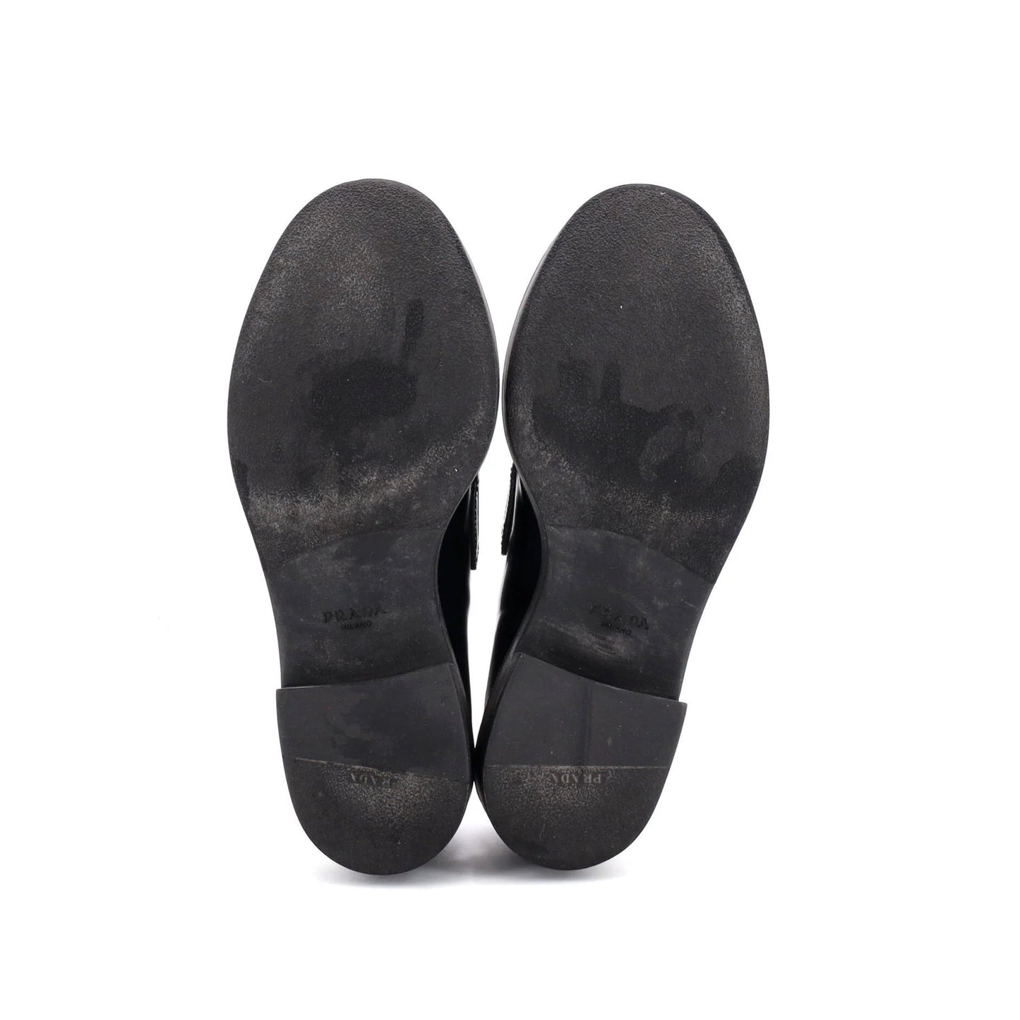 Prada Women'S Triangle Logo Loafers Spazzolato Leather