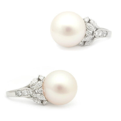 Mikimoto South Sea Pearl Diamond Ring Pt950