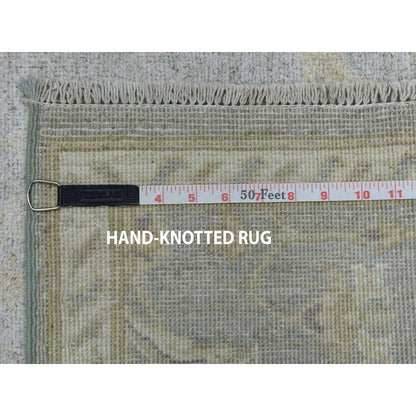 2'7"X9'9" White Wash Peshawar Pure Wool Handmade Oriental Runner Rug