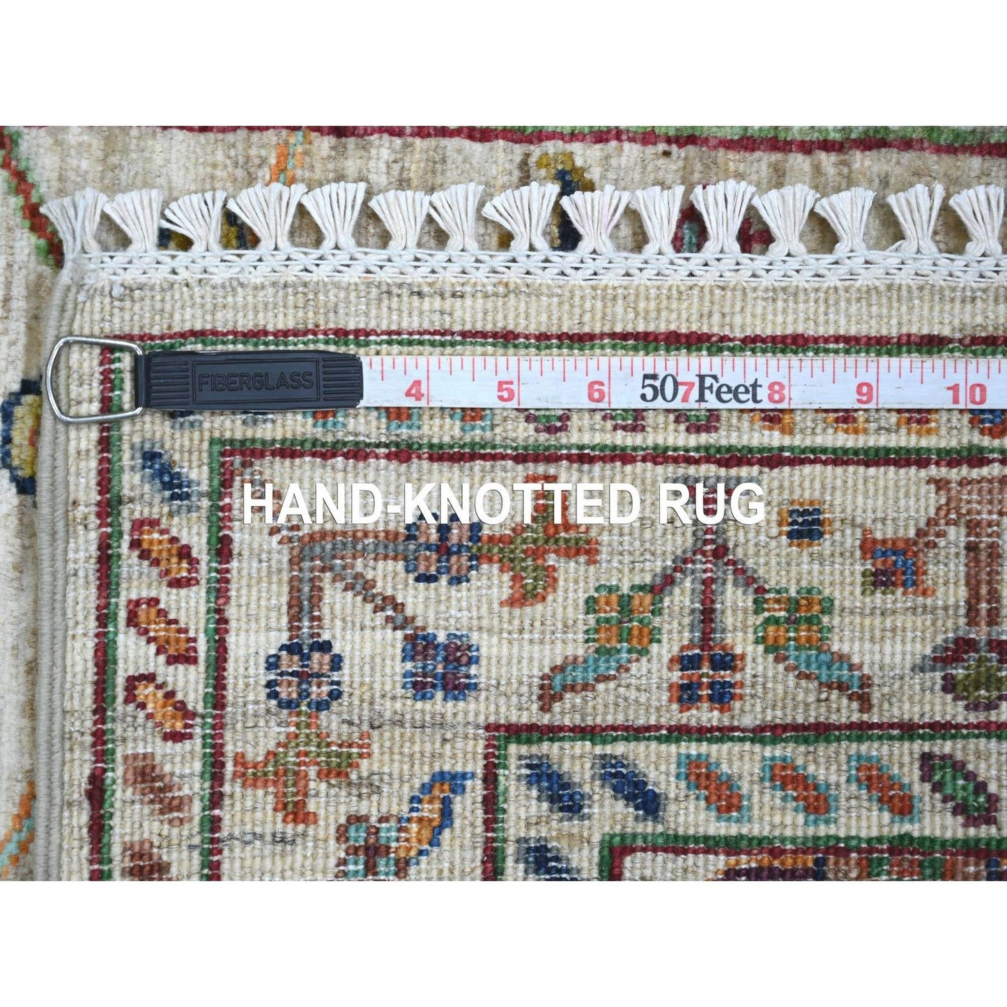 2'9"x3'10" Gray Hand Knotted Afghan Sultani Pomegranate Design Wool Rug