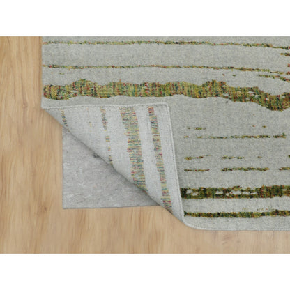 11'9"X14'8" Oversized Green Fine Jacquard Hand Loomed Wool & Art Silk Rug