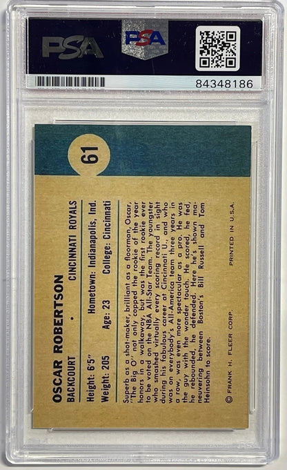 Oscar Robertson Autographed Trading Rookie Reprint Card (Psa) Mint 9