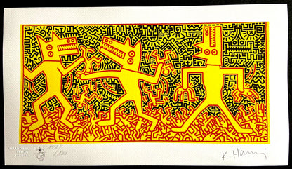 Keith Haring Lithograph From A Painting ' Coa Signed In Pen ' Hand Numbered