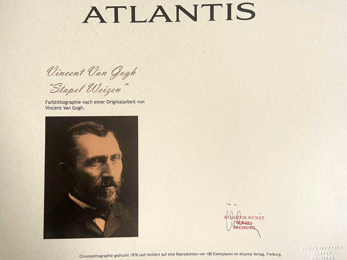 Vincent Van Gogh Lithograph From An Painting Coa Signed Op Numbered