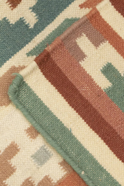 Geometric Dhurrie Rug Reversible Flat-Weave