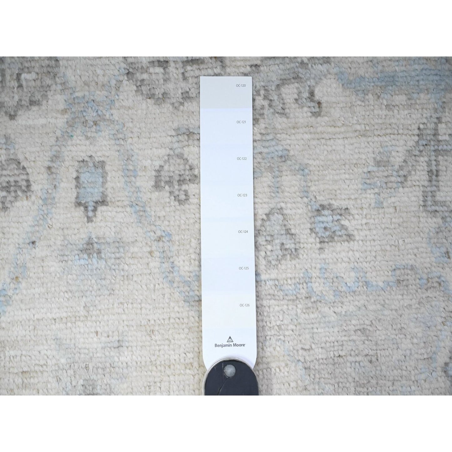 4'X16'1" Lily White Hand Knotted Faded Angora Oushak Wide Runner Rug