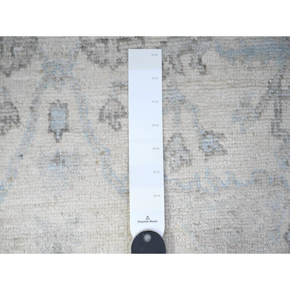 4'X16'1" Lily White Hand Knotted Faded Angora Oushak Wide Runner Rug