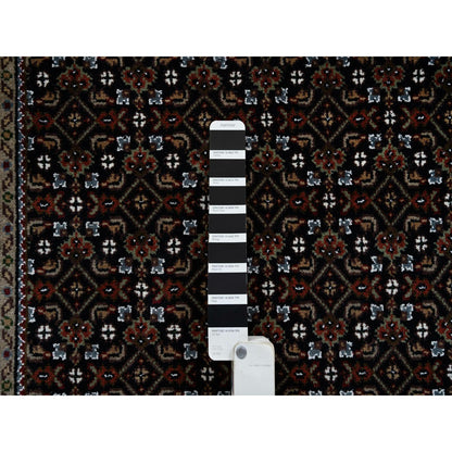 3'X5'2" Black Hand Knotted Wool And Silk Herrita 175 Kpsi Rug