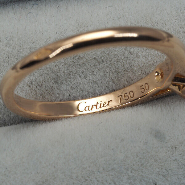 Cartier Ring 1895 Solitaire Diamond 0.18Ct E Vvs2 Ex Eu50 18K Rg