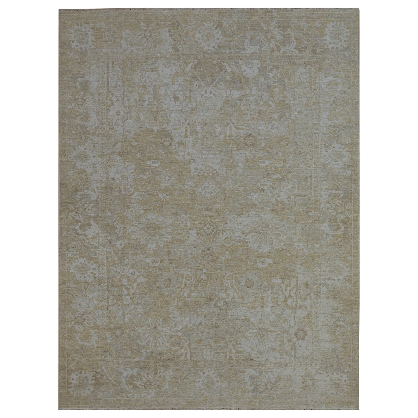 9'1"x12'2" Gray Broken and Erased Sultanabad Design Wool Hand Knotted Rug
