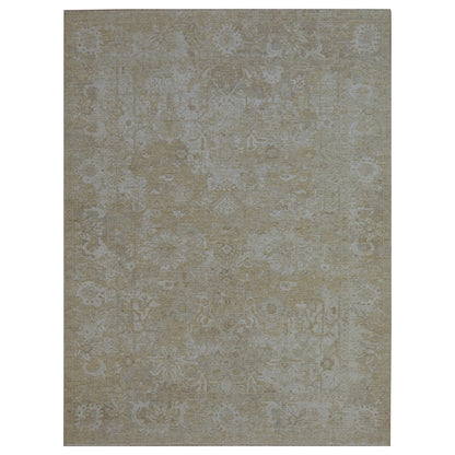 9'1"x12'2" Gray Broken and Erased Sultanabad Design Wool Hand Knotted Rug