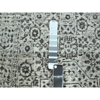 2'7"X12' Ivory Pre Historic Mamluk Design Hand Knotted Wool Runner Rug