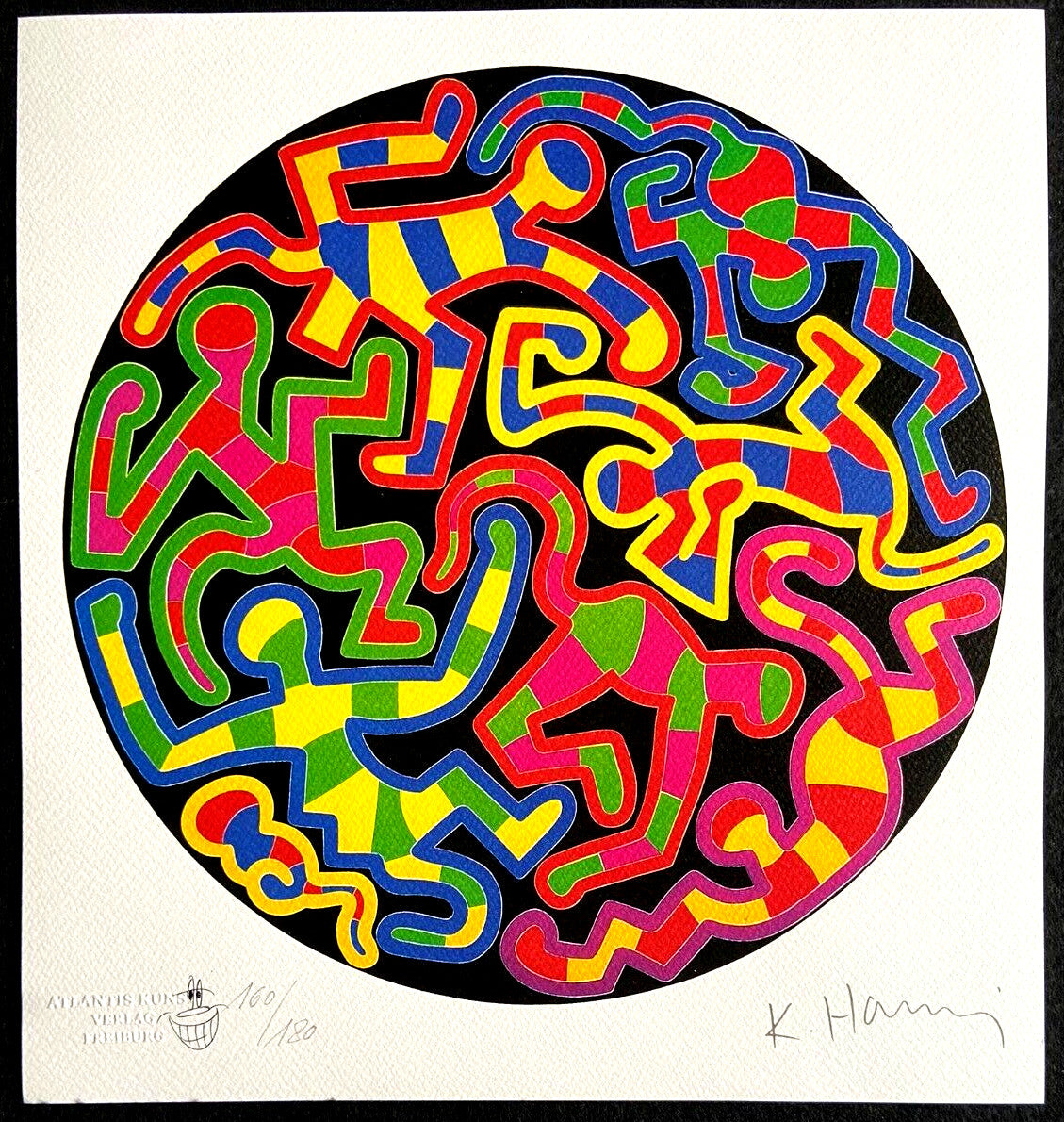 Keith Haring Lithograph Coa Signed In Pen Numbered In Pencil Stamp 180 Ese