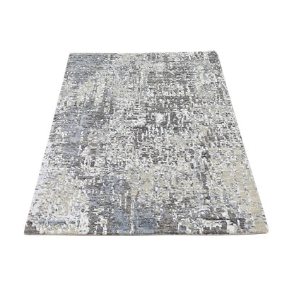 3'1"X5' Abstract Design Wool Denser Weave Hand Knotted Mat Rug