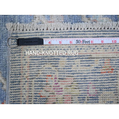 2'9"X15'3" Blue Afghan Angora Oushak Rural Medallions Runner Oriental Rug