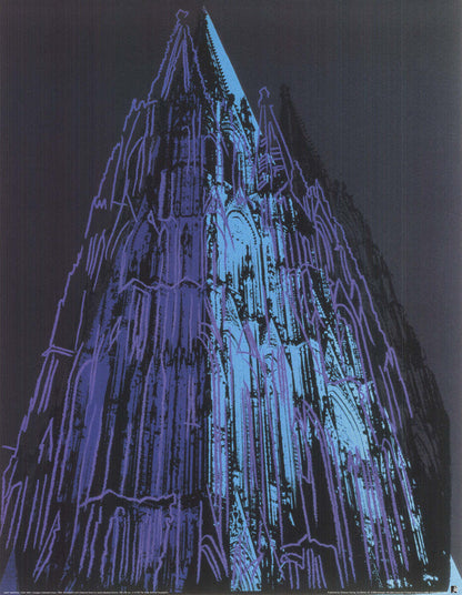 Andy Warhol Koln Cathedral Blue " Poster Pop Art Blue Black T