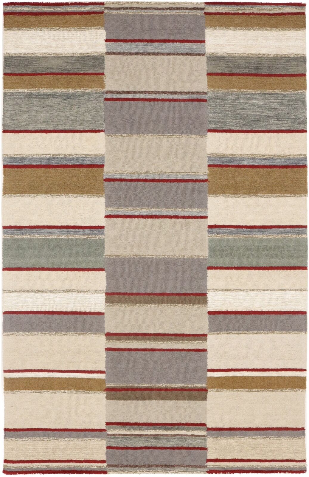 Hand-Tufted Multicolored Stripes 5X8 Modern Area
