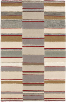 Hand-Tufted Multicolored Stripes 5X8 Modern Area