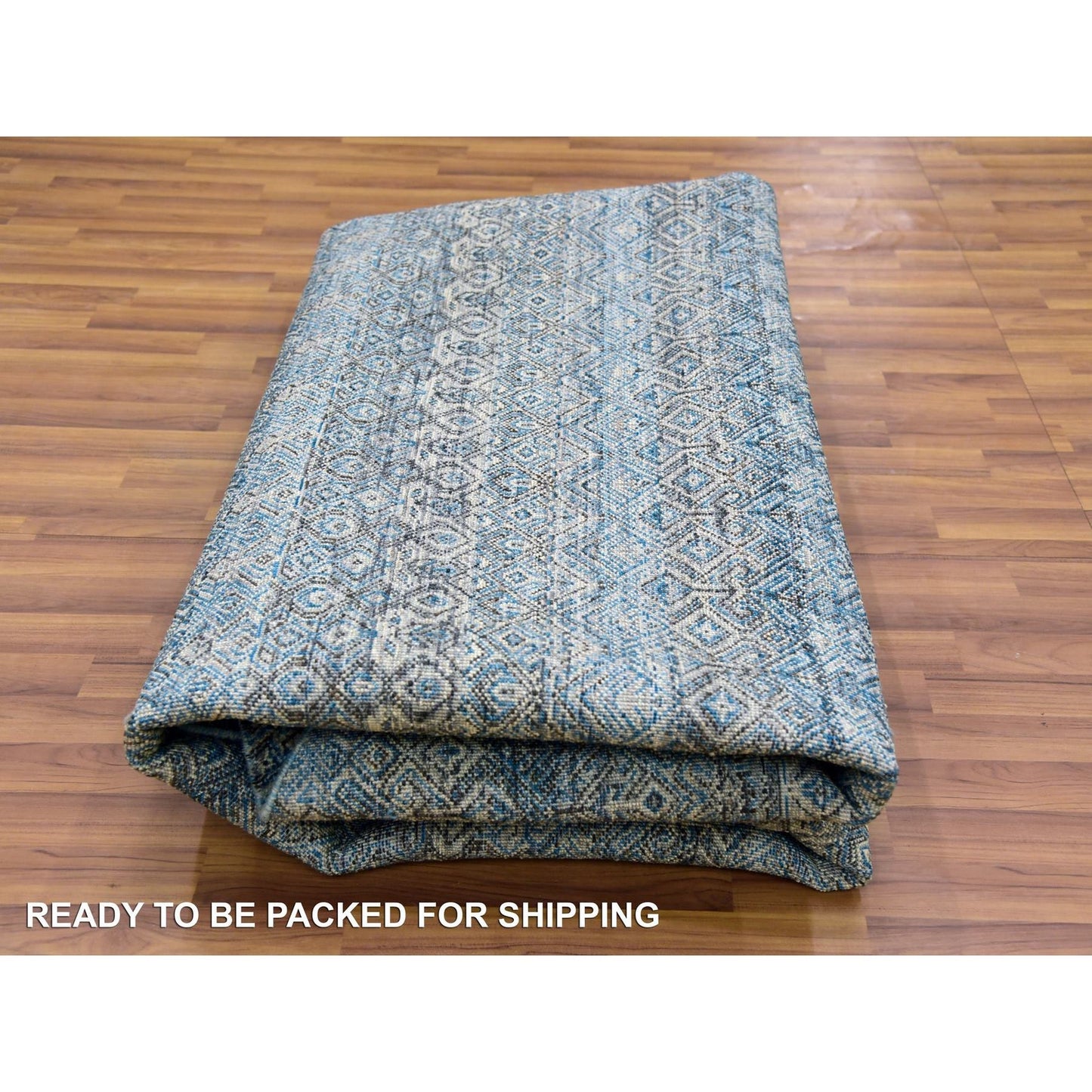 10'X10' Blue 100% Wool Hand Knotted Kohinoor Herrita Design Round Rug