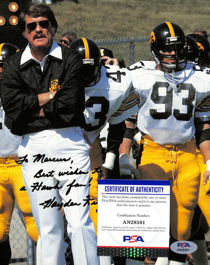 Hayden Fry Signed/Inscr 8X10 Magazine Photo University Of Iowa Psa/Dna 185271