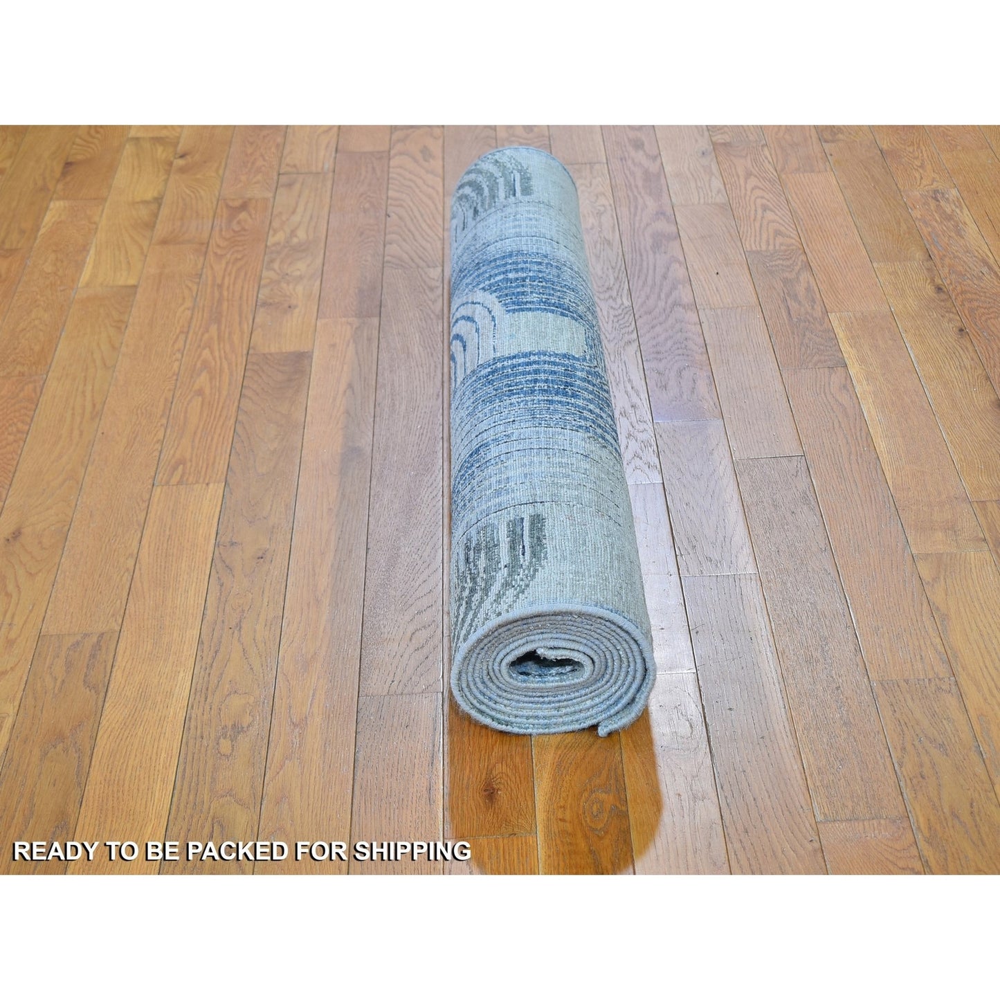 4'X10'2" The Intertwined Passage Wide Runner Silk With Textured Wool Rug