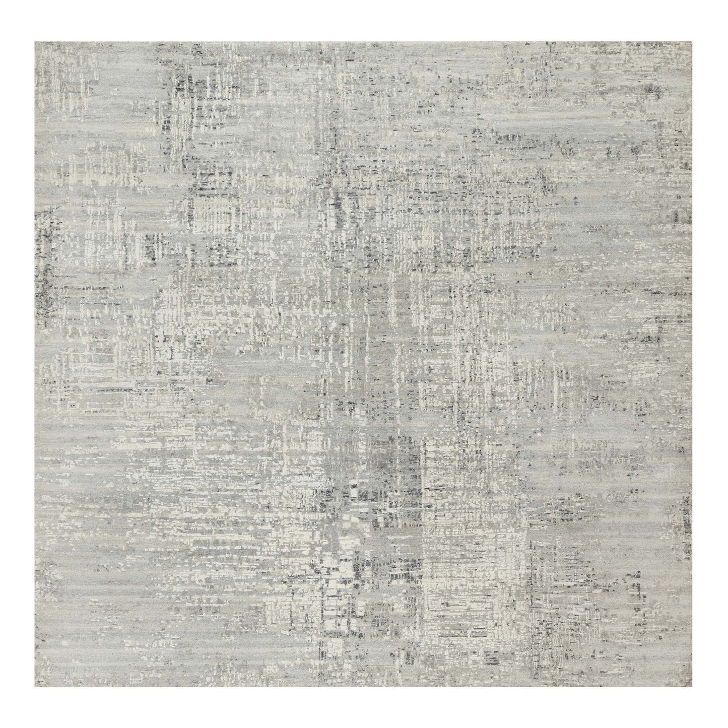 8'1"X8'1" Gray Undyed Natural Wool Modern Hand Knotted Square Rug