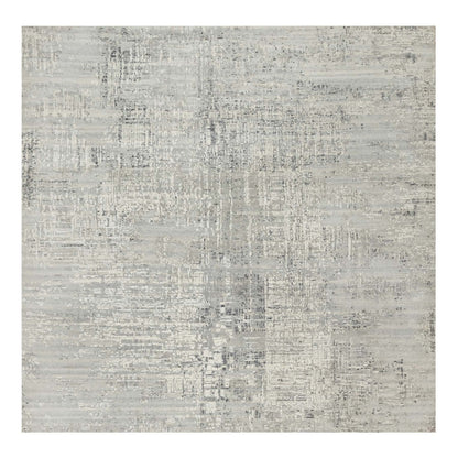 8'1"X8'1" Gray Undyed Natural Wool Modern Hand Knotted Square Rug