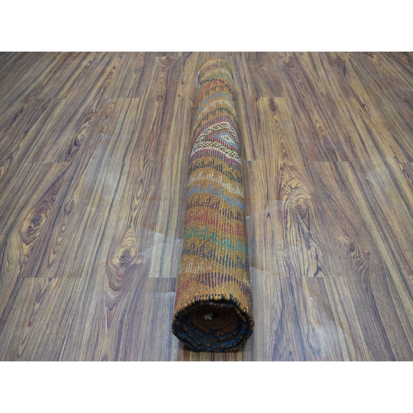 3'7"X6'1" Geometric Design Hand Knotted Wool Colorful Afghan Tribal Rug