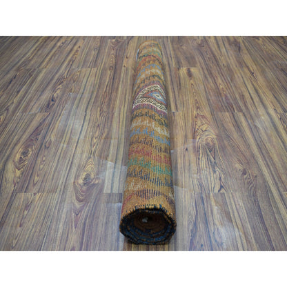 3'7"X6'1" Geometric Design Hand Knotted Wool Colorful Afghan Tribal Rug