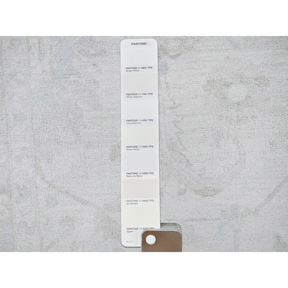 10'2"X13'9" White White Wash Peshawar Hand Knotted Pure Wool Oriental Rug