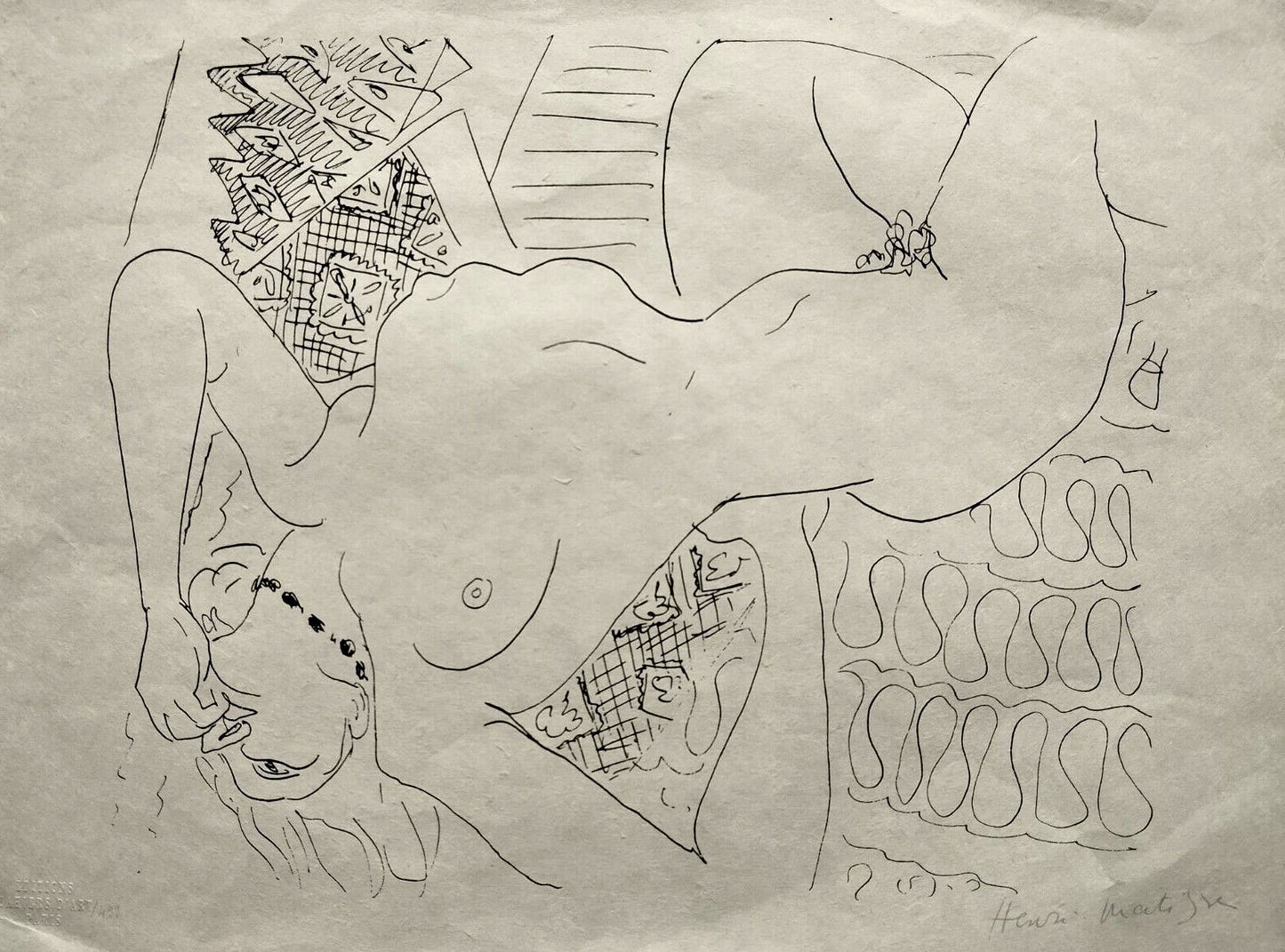Henri Matisse Lithograph Coa Contract Signed By Hand Numbered In Pencil Crayon